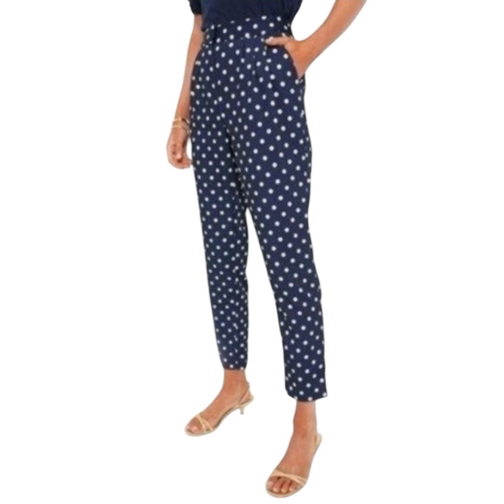 NWT Tuckernuck Pixie Navy and White Polka Dot Pleated Trouser Pants XL